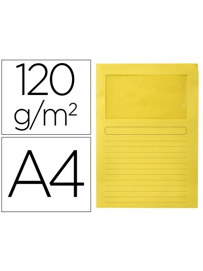 Subcarpeta cartulina q-connect din a4 amarilla con ventana transparente 120 g/m2