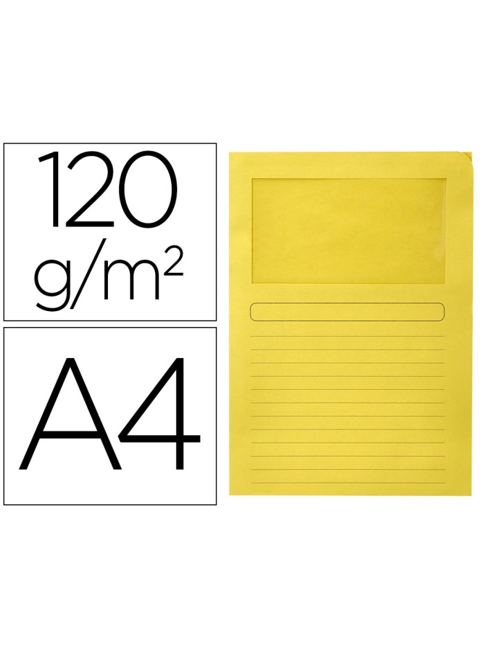 Subcarpeta cartulina q-connect din a4 amarilla con ventana transparente 120 g/m2 Subcarpeta cartulina q-connect din a4 amarilla con ventana transparente 120 g/m2
