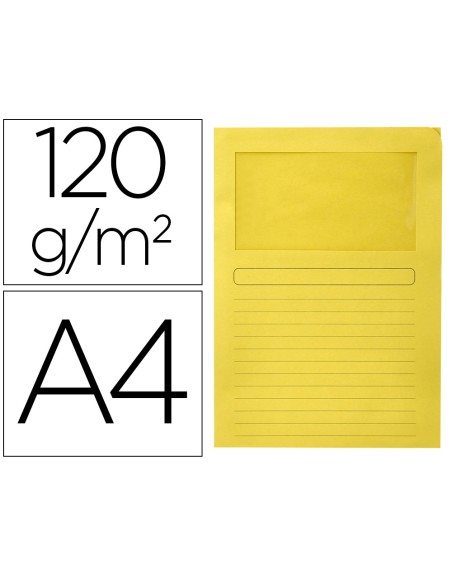 Subcarpeta cartulina q-connect din a4 amarilla con ventana transparente 120 g/m2
