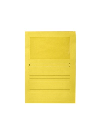 Subcarpeta cartulina q-connect din a4 amarilla con ventana transparente 120 g/m2