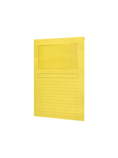 Subcarpeta cartulina q-connect din a4 amarilla con ventana transparente 120 g/m2