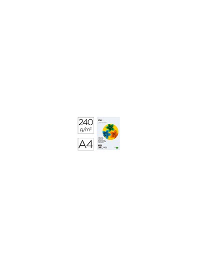 Cartulina liderpapel a4 240g/m2 blanco paquete de 100 hojas