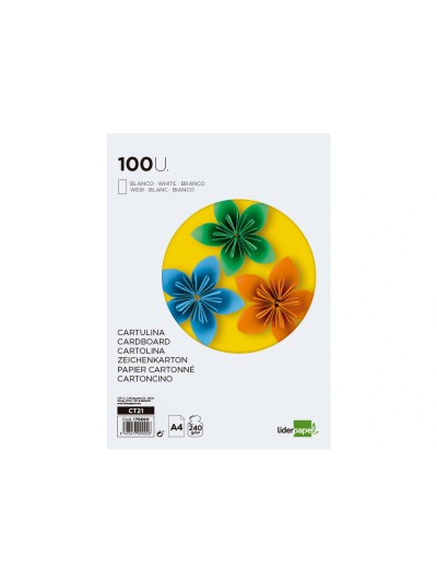 Cartulina liderpapel a4 240g/m2 blanco paquete de 100 hojas