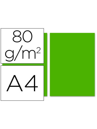 Papel color liderpapel a4 80gr verde intenso paquete de 100 hojas