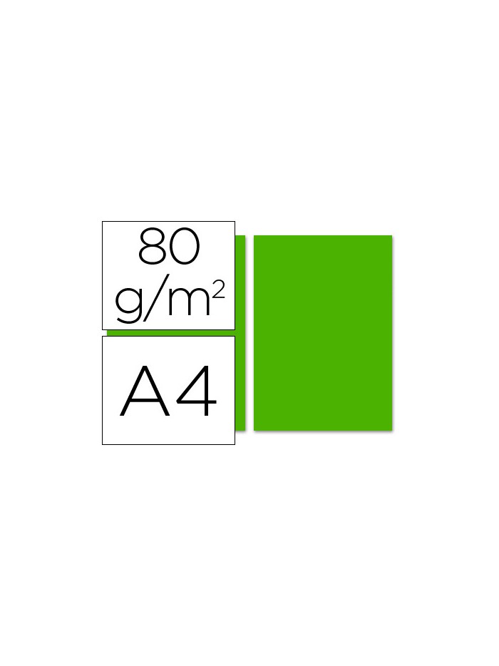 Papel color liderpapel a4 80gr verde intenso paquete de 100 hojas