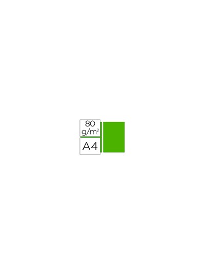 Papel color liderpapel a4 80gr verde intenso paquete de 100 hojas