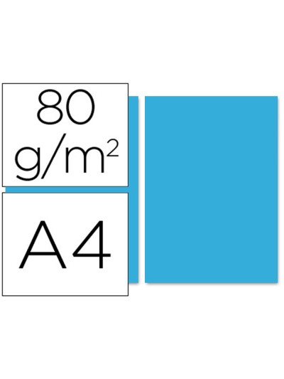 Papel color liderpapel a4 80gr azul turquesa paquete de 100 hojas