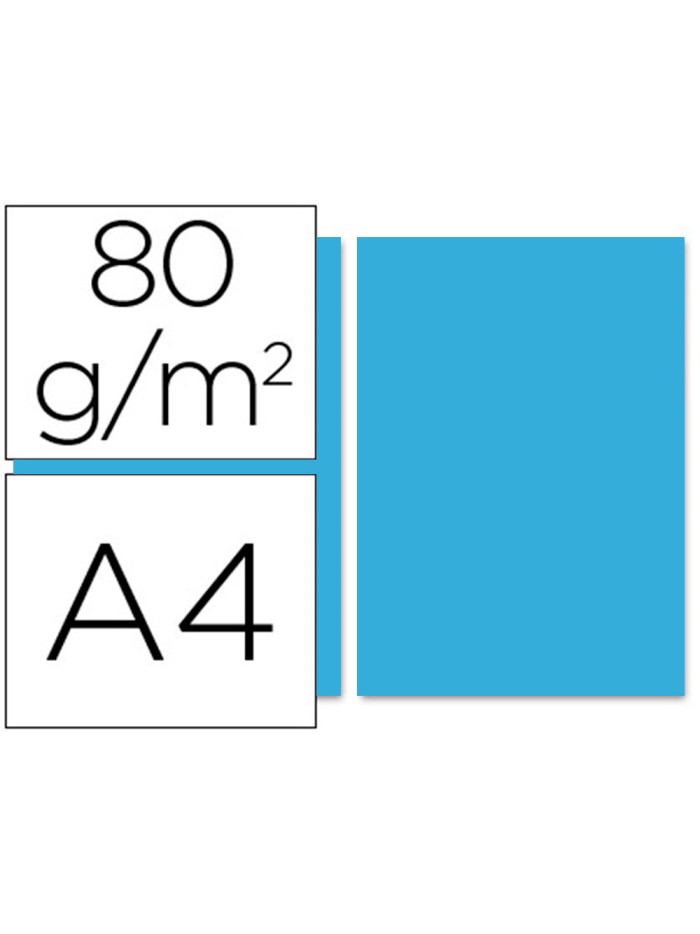 Papel color liderpapel a4 80gr azul turquesa paquete de 100 hojas