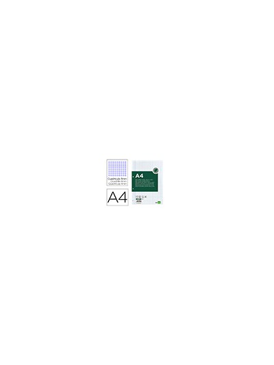 Recambio liderpapel a4 100 hojas papel reciclado 100% 80g/m2 cuadro 4mm con margen 4 taladros
