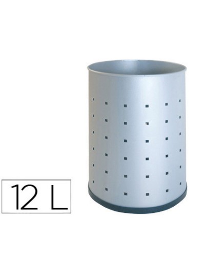 Papelera metalica 101-r plateada pintada perforada 315x215 mm