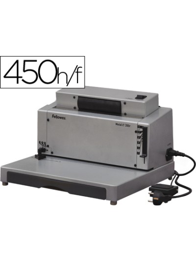Encuadernadora electrica para espiral fellowes e-200r perfora 20 h encuaderna hasta 450 h paso 5:1
