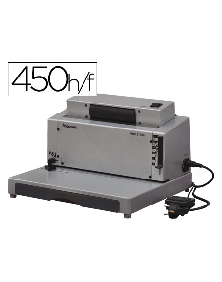 Encuadernadora electrica para espiral fellowes e-200r perfora 20 h encuaderna hasta 450 h paso 5:1