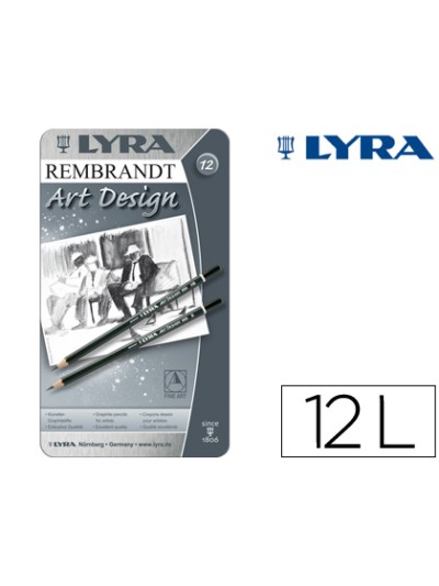 Lapices de grafito lyra rembrand art design caja de 12 graduaciones 6b-5b-4b-3b 2b-b-hb-f-h-2h-3h-4h