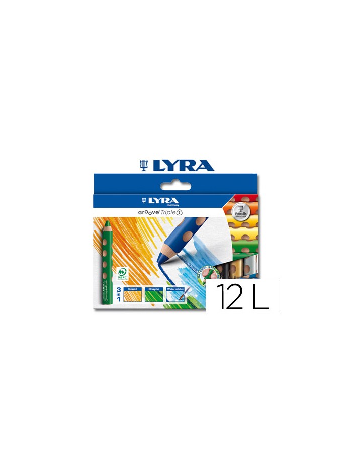 Lapices de colores acuarelables lyra groove triangular minas 10 mm caja de 12 colores surtidos Lapices de colores acuarelables lyra groove triangular minas 10 mm caja de 12 colores surtidos