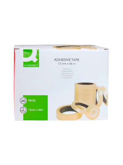 Cinta adhesiva q-connect transparente 66 mt x 12 mm encelofanada