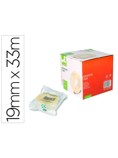 Cinta adhesiva q-connect transparente 33 mt x 19 mm encelofanada