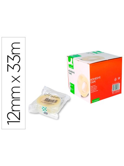 Cinta adhesiva q-connect transparente 33 mt x 12 mm encelofanada