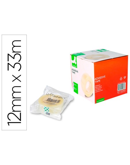 Cinta adhesiva q-connect transparente 33 mt x 12 mm encelofanada