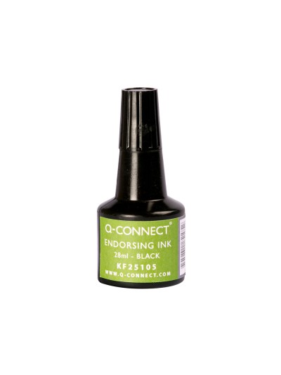 Tinta tampon q-connect negro bote 28 ml