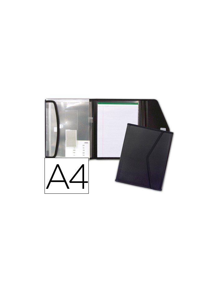 Carpeta liderpapel portadocumentos polipropileno con 5 bolsas y bloc de notas cierre de velcro din a4 negro Carpeta liderpapel portadocumentos polipropileno con 5 bolsas y bloc de notas cierre de velcro din a4 negro