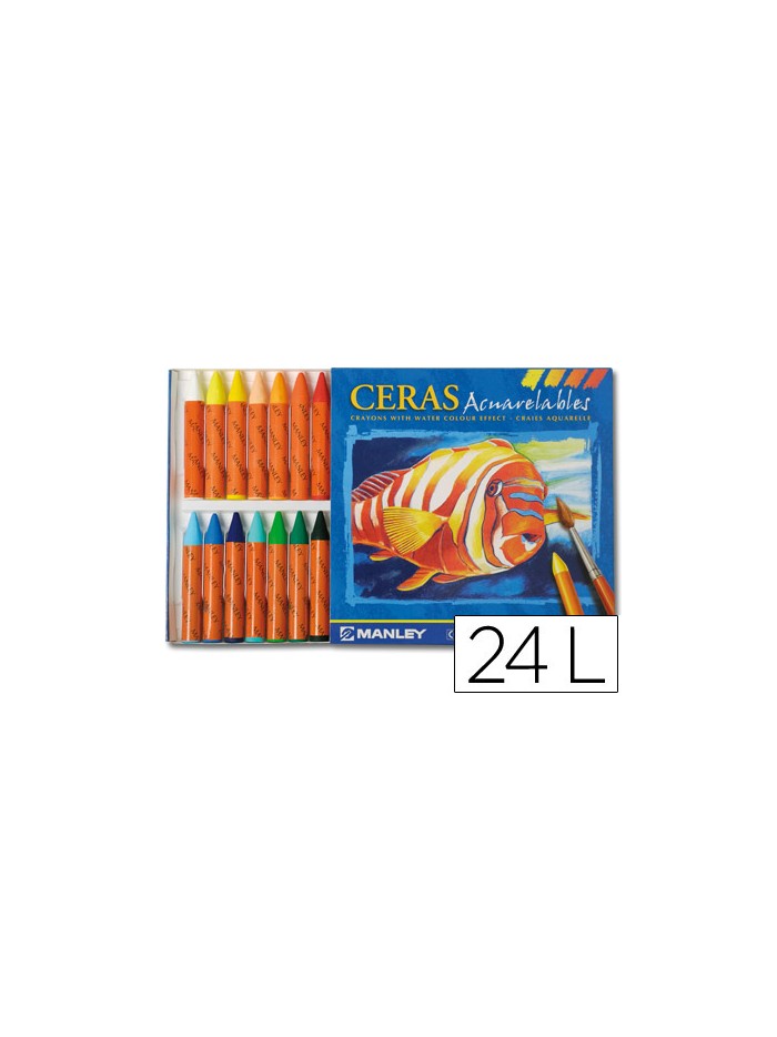 Lapices cera manley acuarelable caja de 24 unidades colores surtidos Lapices cera manley acuarelable caja de 24 unidades colores surtidos