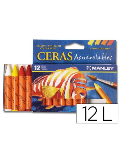 Lapices cera manley acuarelable caja de 12 unidades colores surtidos