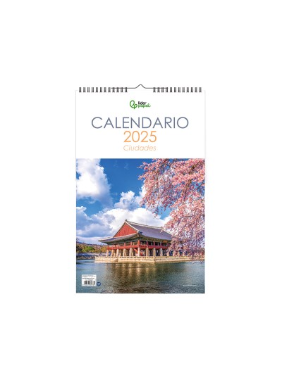 Calendario espiral pared liderpapel imagenes ciudades 2025 para escribir 25x40 cm papel 157 gr