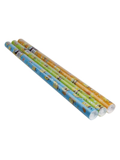 Papel de regalo infantil bob esponja rollo ancho 70 cm longitud 2 mt diseños surtidos gramaje 60 gr