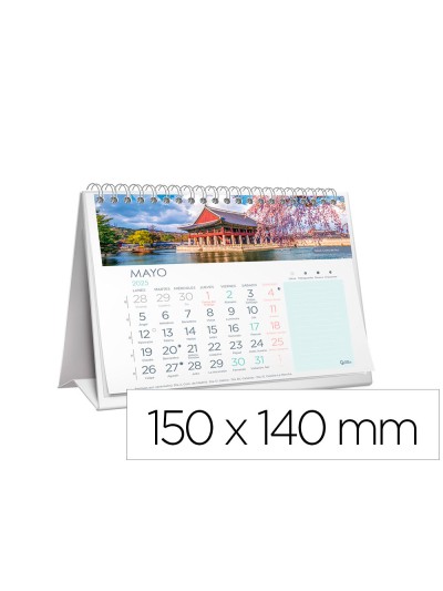 Calendario espiral triangular liderpapel imagenes 2025 14x15 cm papel 128 gr con pegatinas