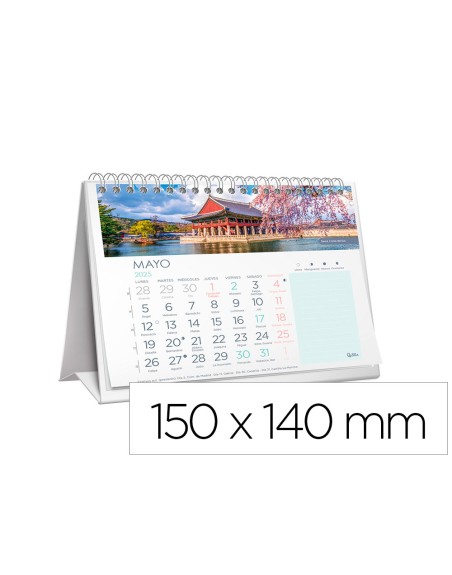 Calendario espiral triangular liderpapel imagenes 2025 14x15 cm papel 128 gr con pegatinas