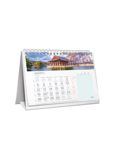 Calendario espiral triangular liderpapel imagenes 2025 14x15 cm papel 128 gr con pegatinas