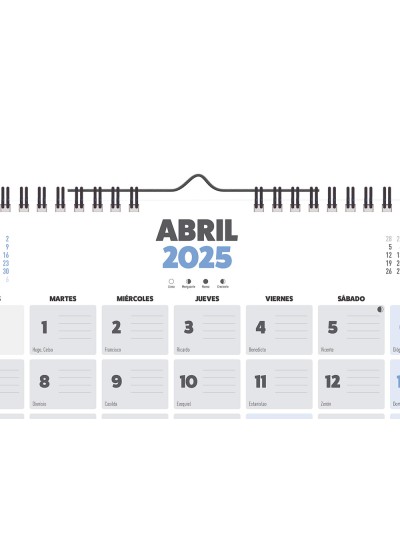 Calendario pared liderpapel clasico 2025 espiral 44x32 cm papel 128 gr