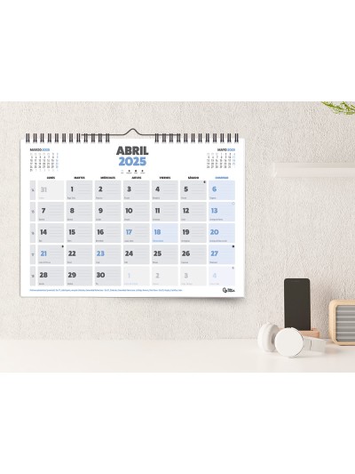 Calendario pared liderpapel clasico 2025 espiral 44x32 cm papel 128 gr