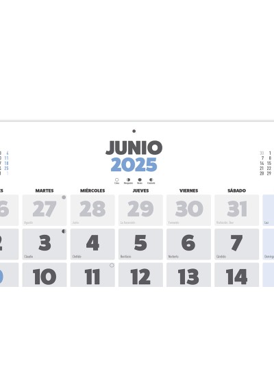 Calendario pared liderpapel clasico 2025 lomo engomado 44x32 cm papel 128 gr