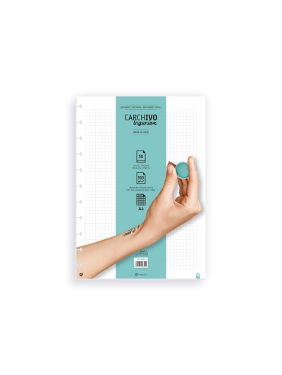 Recambio cuaderno carchivo ingeniox a4 50 hojas cuadricula
