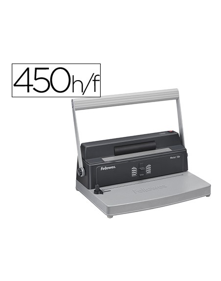 Encuadernadora para espiral fellowes metal 50r perfora 12 hojas formato a4 paso 5:1 encuaderna 450 hojas 80 gr