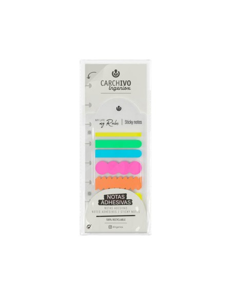 Bloc de notas adhesivas carchivo ingeniox irregular colores neon