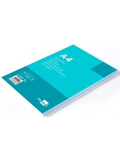 Recambio liderpapel a4 100 hojas 75g/m2 cuadro 4mm con margen 4 taladros