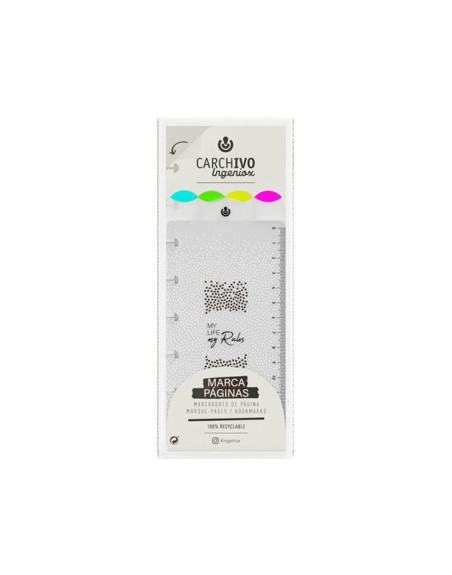 Marcapaginas carchivo ingeniox polipropileno transparente/neon 4 posiciones