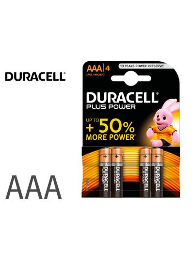 Pila duracell alcalina plus aaa blister con 4 unidades
