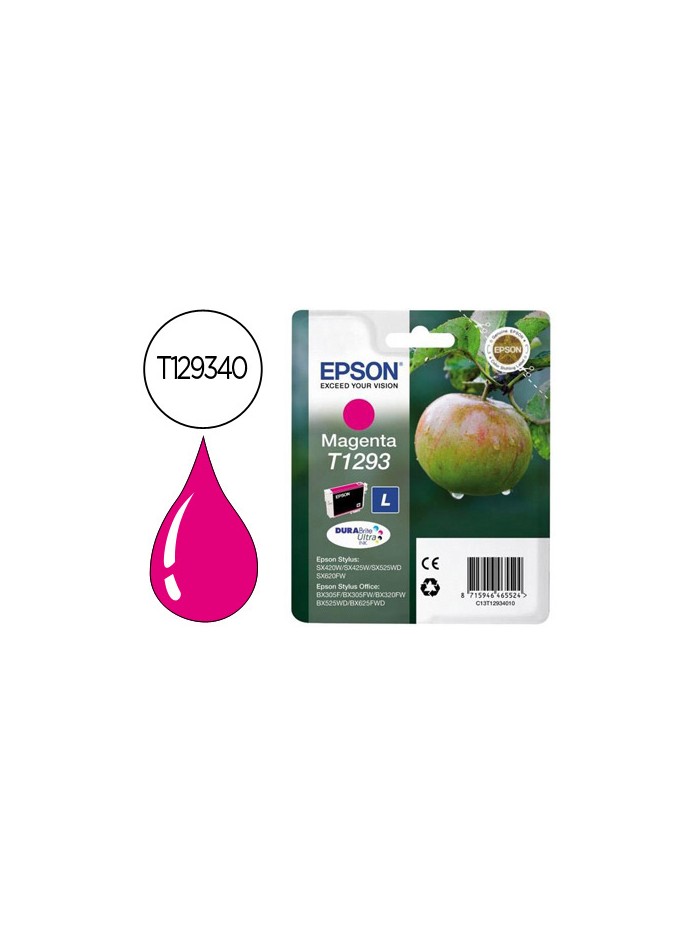 Ink-jet epson stylus t1293 magenta sx420w / 425w / office bx305f / bx320f -alta capacidad- Ink-jet epson stylus t1293 magenta sx420w / 425w / office bx305f / bx320f -alta capacidad-