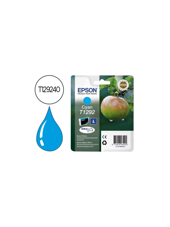 Ink-jet epson stylus t1292 cian sx420w / 425w / office bx305f / bx320f -alta capacidad- Ink-jet epson stylus t1292 cian sx420w / 425w / office bx305f / bx320f -alta capacidad-