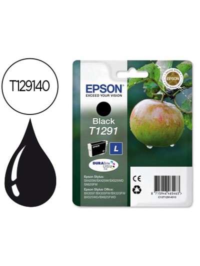 Ink-jet epson stylus t1291 negro sx420w / 425w / office bx305f / bx320f -alta capacidad-