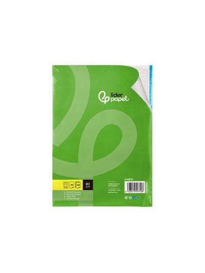 Recambio liderpapel a4 120 hojas 80g/m2 cuadro 5mm sin margen 4 taladros bandas de 5 colores