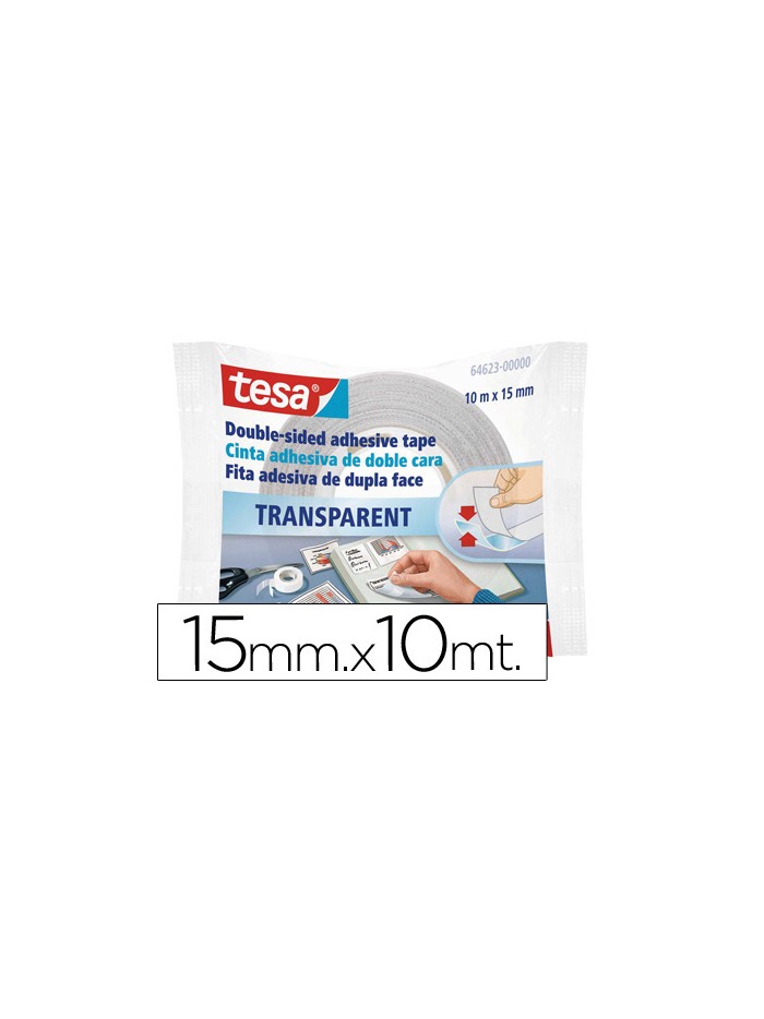 Cinta adhesiva tesa doble cara transparente 10 mt x 15 mm Cinta adhesiva tesa doble cara transparente 10 mt x 15 mm