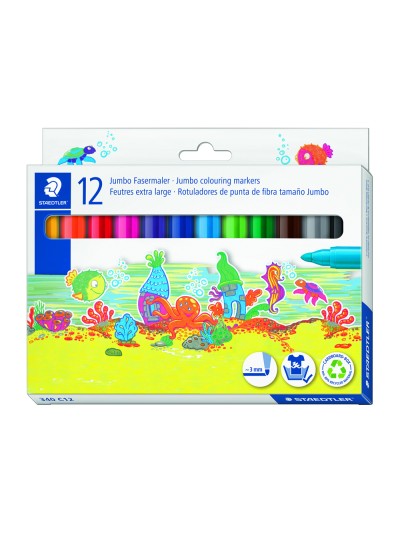 Rotulador staedtler color jumbo trazo 3 mm estuche de 12 unidades colores surtidos