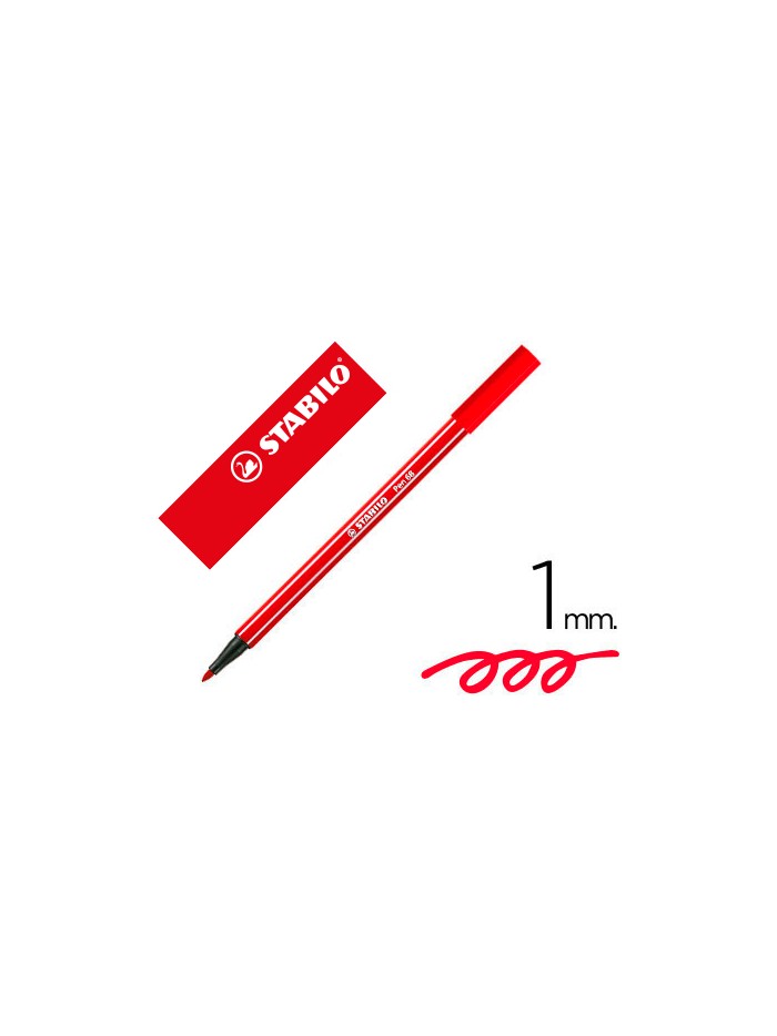 Rotulador stabilo acuarelable pen 68 rojo carmin punta gruesa 1mm