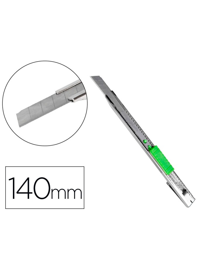Cuter q-connect metalico estrecho cuchilla 9 mm con clip blister 1 unidad Cuter q-connect metalico estrecho cuchilla 9 mm con clip blister 1 unidad