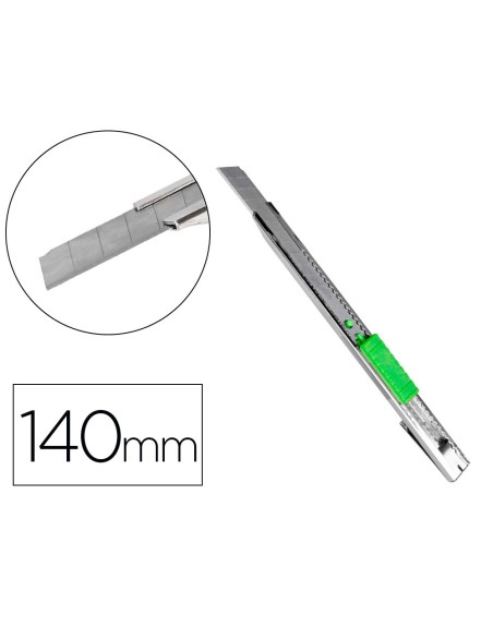Cuter q-connect metalico estrecho cuchilla 9 mm con clip blister 1 unidad