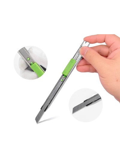 Cuter q-connect metalico estrecho cuchilla 9 mm con clip blister 1 unidad